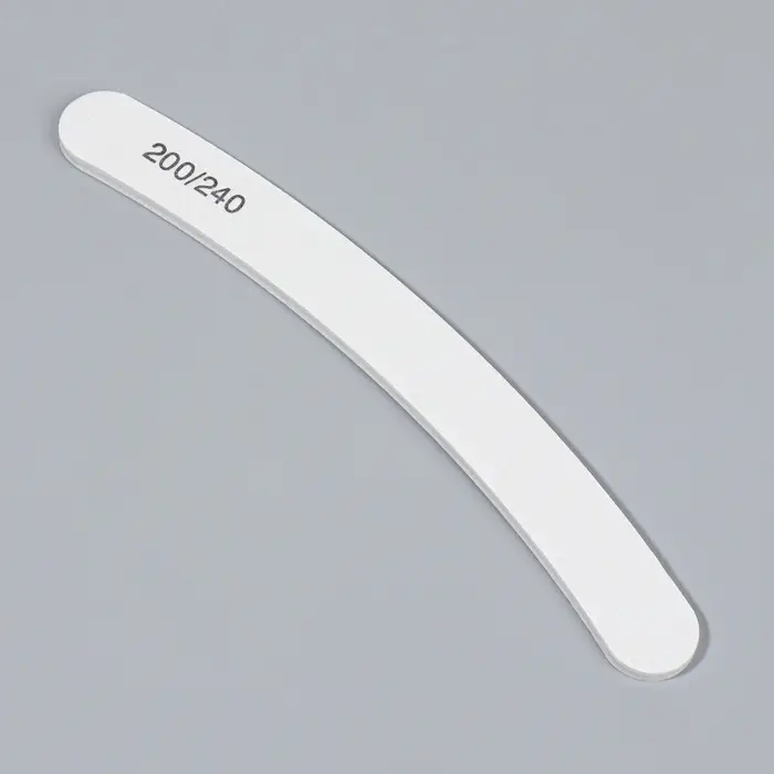 Пилка для ногтей, бумеранг, 200/240 грит, 18 см, белая