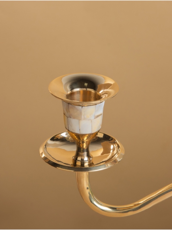 Подсвечник на 3 свечи, латунь с перламутром 9х27,5х29 см 691 гр