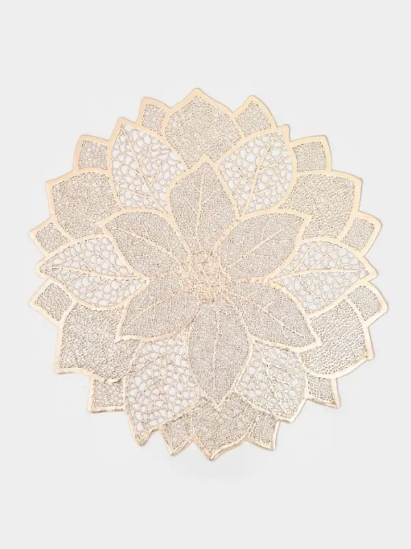Салфетки сервировочные на стол Доляна &laquo;Цветок&raquo;, 4 шт., 38&times;37 см, цвет золотой