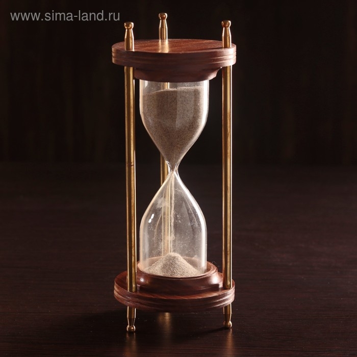 Песочные часы  Песочные часы "Мираж" дерево, латунь (7 мин 30 сек) 9х9х21,5 см