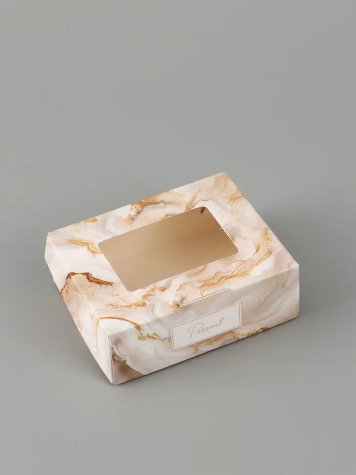 Коробка подарочная с окном &laquo;Мрамор&raquo;, 10&times;8&times;3.5 см, самосборная