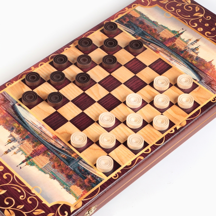 Нарды деревянные большие, с шашками Нарды деревянные большие, с шашками "Москва", настольная игра, 60 х 60 см