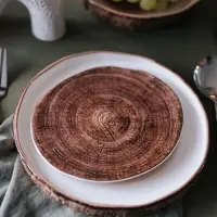 Блюдо для подачи Magistro Wood, 16&times;14&times;0.6 см, фарфор, коричневое