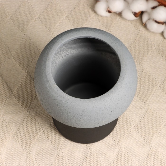 Кашпо - ваза  Кашпо - ваза "Мина" серое с черным, 15х15х20см