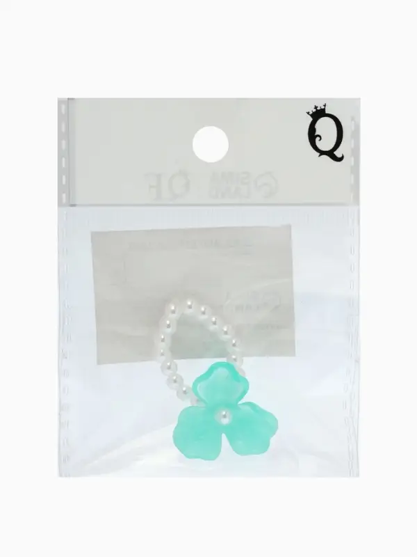 Кольцо "Цветок" трёхлистник жемчужный, цвет небесно-голубой безразмерное на резинке