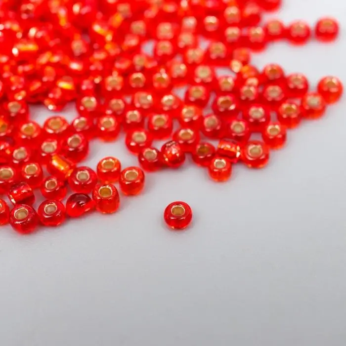 Бисер круглый 12/0 в бутылочке  Бисер круглый 12/0 в бутылочке "Красный" прозрачно-цветной 20 гр