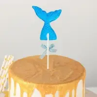 Топпер для торта «Хвост русалки», 18,5×5 см, цвет голубой