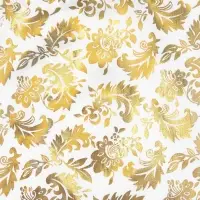 Ткань для рукоделия, атлас, лоскут золотой узор на белом, 50&times;75 см