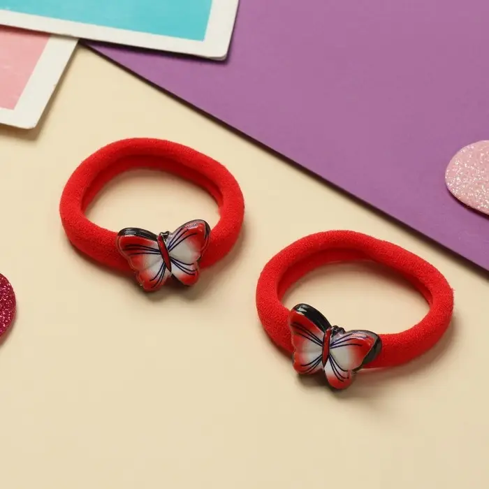 Резинка для волос  Резинка для волос "Нежность" (набор 2 шт) бабочка, 4 см, красный