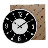 Часы настенные интерьерные &laquo;Вилка-ложка&raquo;, d=35 см, бело-чёрные