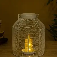 Подсвечник фонарь со стеклянной колбой 20,5х20,5х25 см, d 9 см, металл, цв. белый