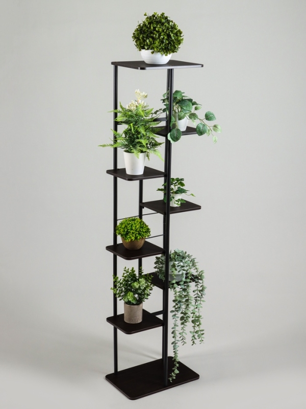 Подставка для цветов Greengo, 8 полок, 36 × 23 × 136 см, напольная, каркас металл, полки МДФ, чёрная Подставка для цветов Greengo, 8 полок, 36 × 23 × 136 см, напольная, каркас металл, полки МДФ, чёрная