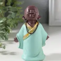 Сувенир полистоун "Маленький Будда в бирюзовом одеянии - счастье" 7х8,5х12,5 см