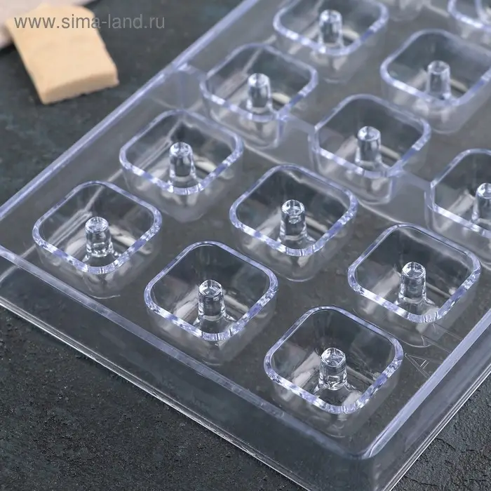 Форма для шоколада и конфет KONFINETTA &laquo;Пончик в форме квадрата&raquo;, 33&times;16.2 см, 21 ячейка, ячейка 2.6&times;2.6 см, пластик, прозрачная