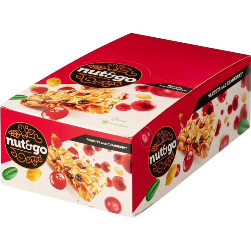 Батончик ореховый Nut N Go, 42гХ18шт/уп с арахисом и клюквой ВК248