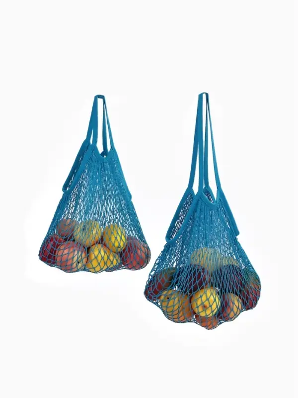 Набор 2 шт.: сумка-авоська плетёная, клетка 1.5 см, синяя