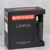 Аксессуары для ванной BARONESS Limpia, 3 предмета, стакан для зубных щёток, дозатор, мыльница, чёрные