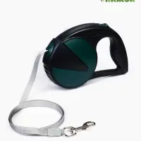 Рулетка - поводок для собак, лента 6 м, чёрная.зелёная