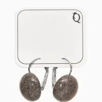 Серьги пластик "Таблетка" блёстка, цвет серый графит в серебре