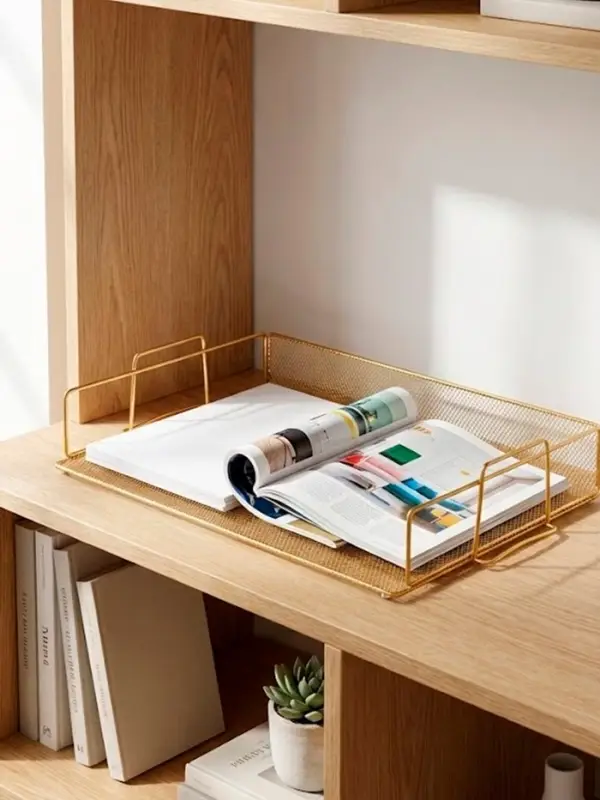 Лоток для бумаг Calligrata, горизонтальный, металлическая сетка, 1 отделение, золото