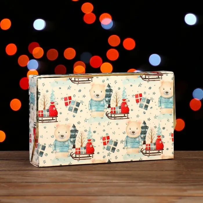 Коробка складная «Мишки», белая, 20×12×4 см Коробка складная «Мишки», белая, 20×12×4 см