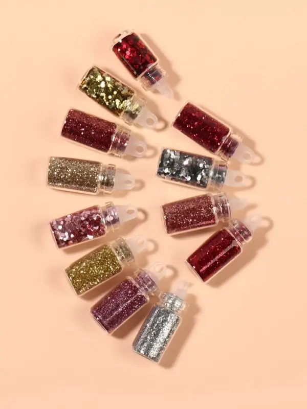 Блёстки для декора &laquo;Нежность&raquo;, мелкие/средние/крупные, 12 бутылочек