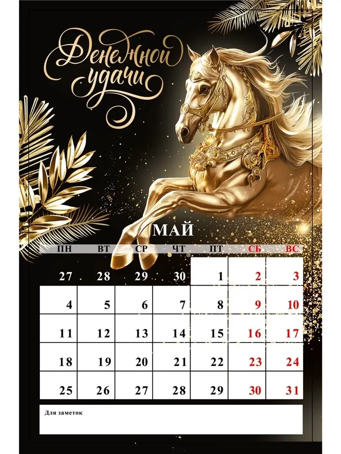 Календарь на ригеле «С новым годом 2026»