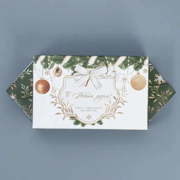 Складная новогодняя коробка-конфета «Золото», 9,3 х 14,6 х 5,3 см, Новый год