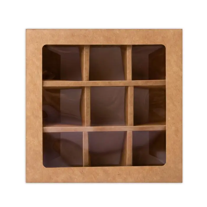 Коробка для 9 конфет, крафт, 13.5×13.5×3.2 см Коробка для 9 конфет, крафт, 13.5×13.5×3.2 см