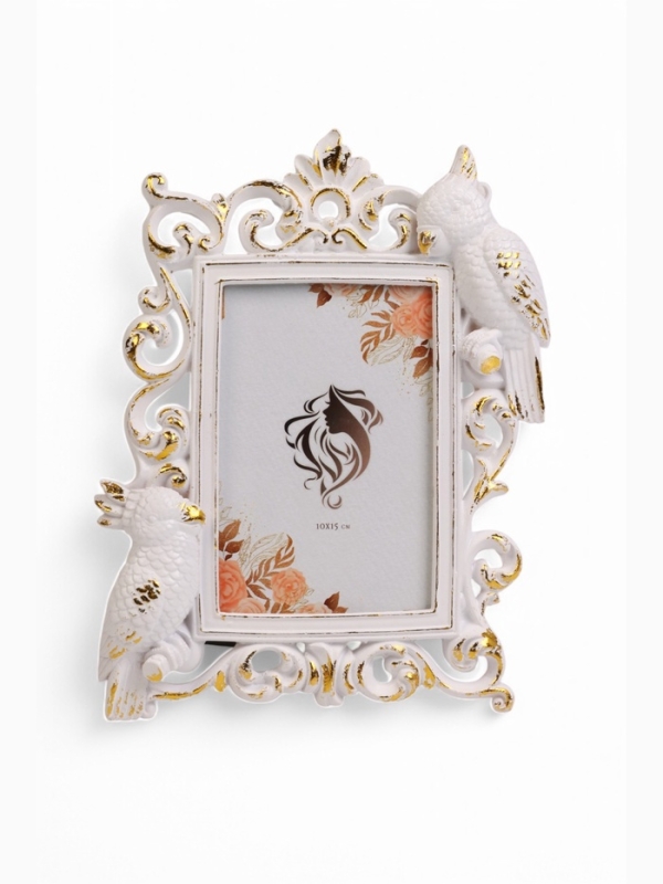 Фоторамка "Попугаи"10х15см/20х3х25см, белый с позолотой