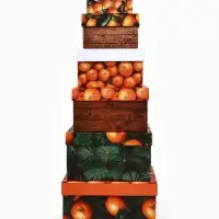 Набор новогодних подарочных коробок 6 в 1 &laquo;Яркие мандарины&raquo;, 10&times;10&times;6 - 20&times;20&times;11 см