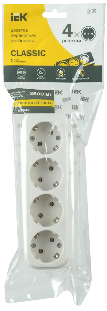 Колодка K04 4 места 2P+PE 16A CLASSIC