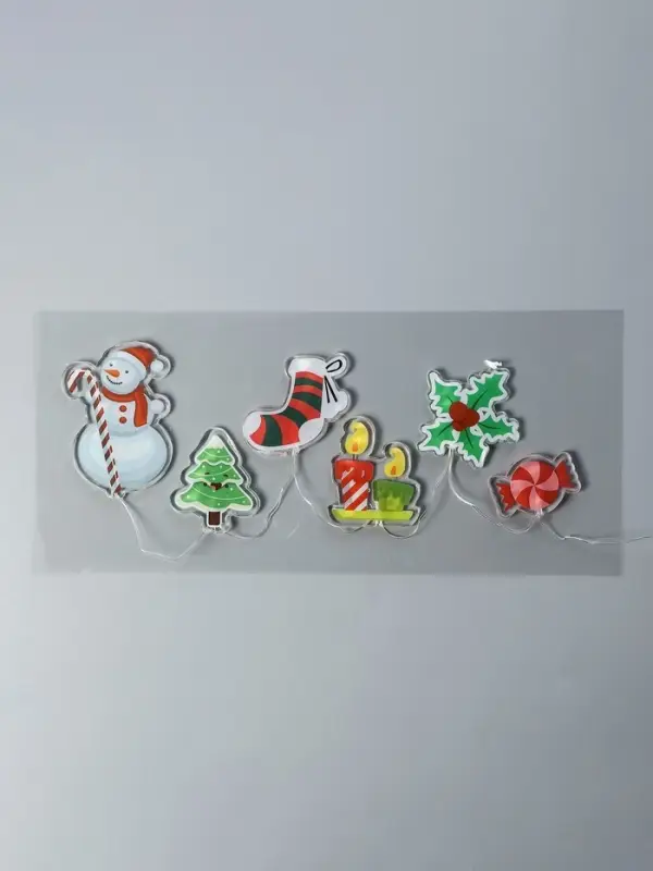 Светодиодная наклейка на окна  Светодиодная наклейка на окна "Снеговичок" 0.5 м, 6 LED, CR2032x2, Т/БЕЛЫЙ