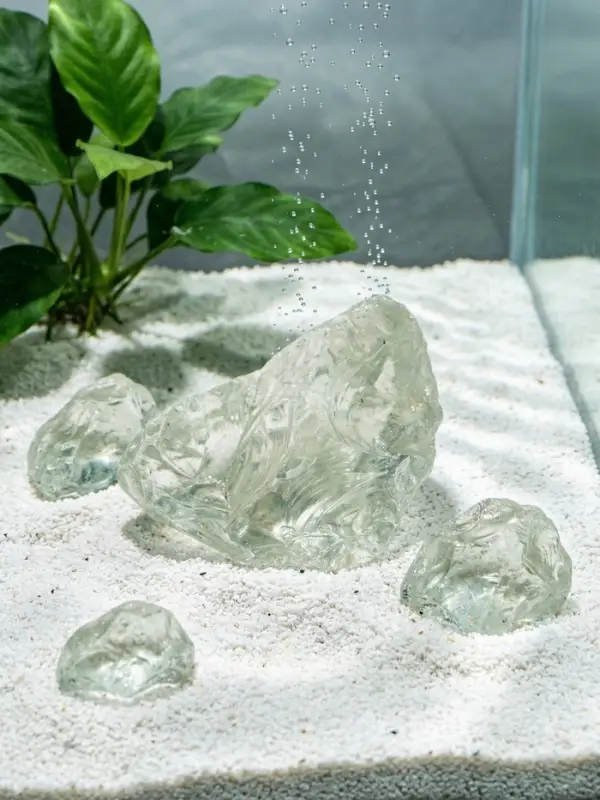 Декоративные камни для аквариума, 3-5 см, 500 г, необработанные, стекло, прозрачные