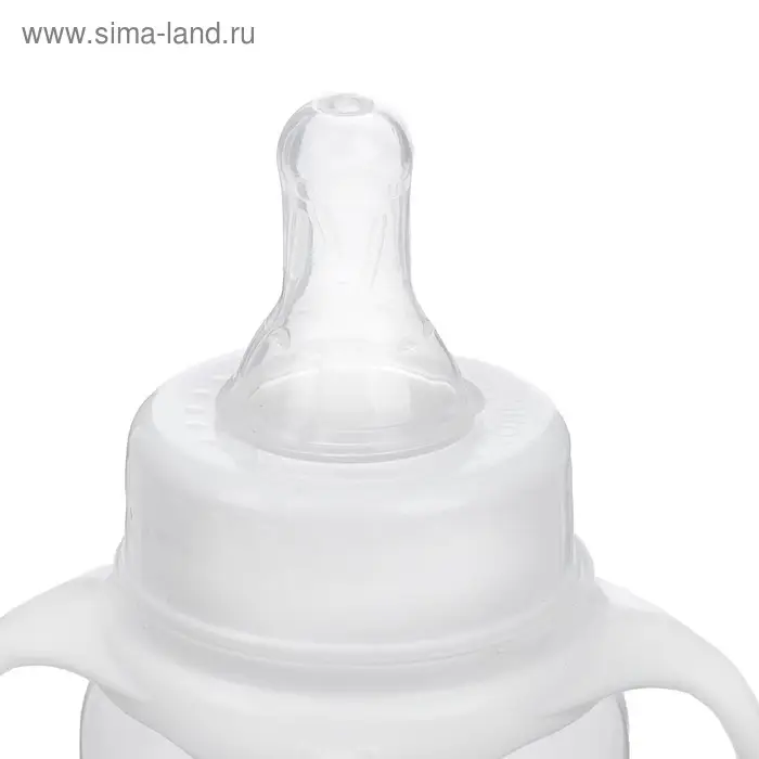 Бутылочка для кормления M&B, классическое горло, с ручками, от 0 мес., 150 мл., приталенная, белый