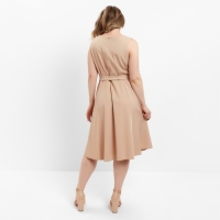 Платье женское с поясом MINAKU: Casual collection цвет бежевый, р-р 50