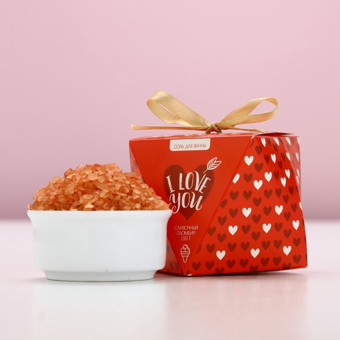 Соль для ванны ЧИСТОЕ СЧАСТЬЕ I love you, 150 г, аромат сливочного пломбира Соль для ванны ЧИСТОЕ СЧАСТЬЕ I love you, 150 г, аромат сливочного пломбира