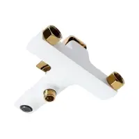 Смеситель для ванны ZEIN Z3891, однорычажный, шланг, держатель, белый/gold=