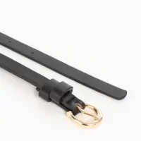Ремень женский тонкий, 110&times;1.3 см, пряжка металл золотистая, полукруглая, чёрный