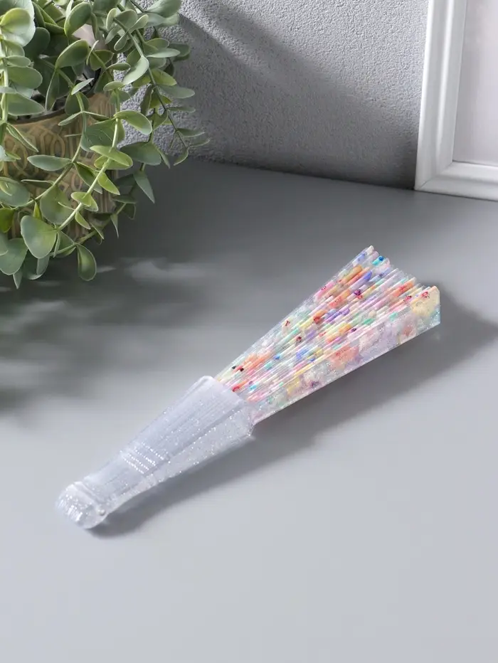 Веер складной пластик &laquo;Цветочная россыпь&raquo;, блеск, 23 см