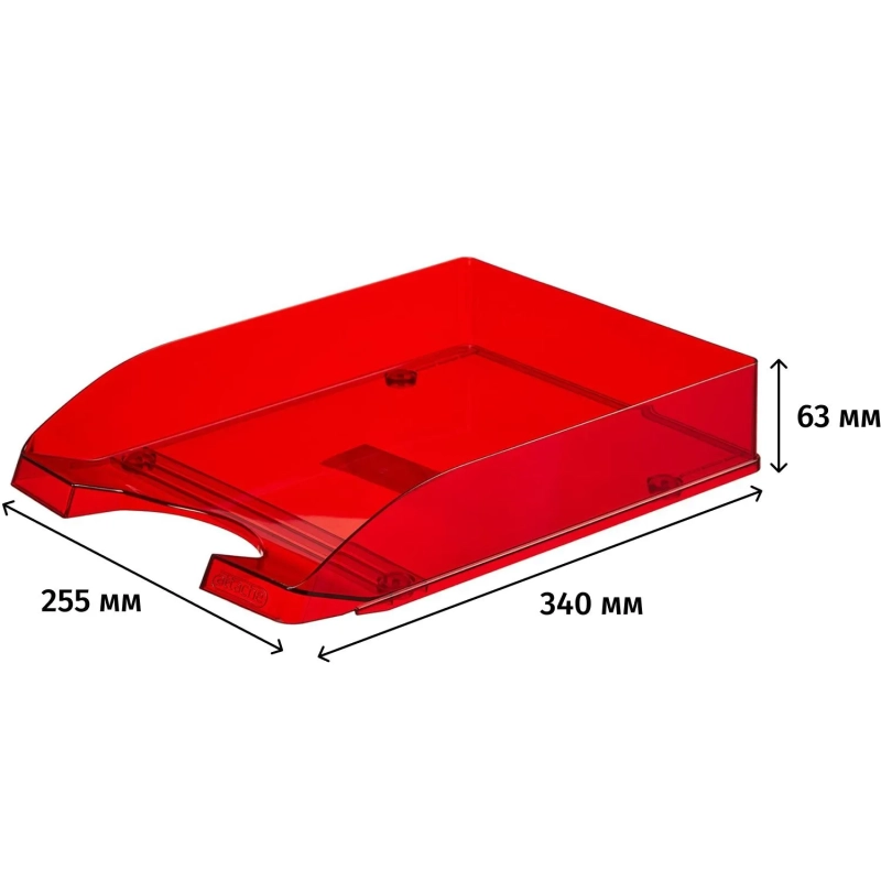 Лоток горизонтальный Attache Line прозрачный бордовый 340х255х63мм