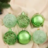 Ёлочные игрушки &laquo;Эстер&raquo;, снежинки, шары новогодние, набор 6 шт., d=8 см, зелёный
