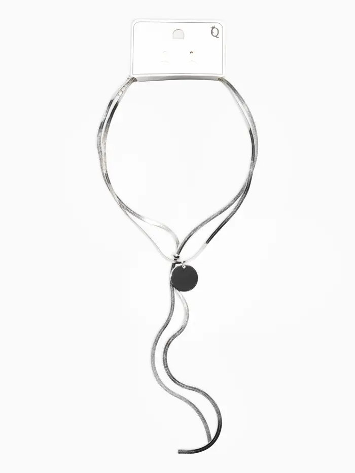 Кулон на затяжке 2 яруса медь "Медальон" 40/70см, круг, цвет серебро