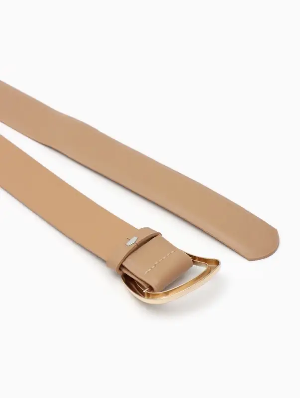 Ремень женский, затяжка, без винта, 4&times;110 см, пряжка золотистая, бежевый
