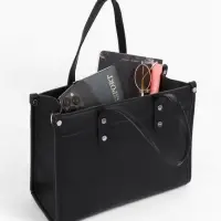 Сумка женская тоут TEXTURA на молнии, с кошельком, 30&times;10&times;24 см, чёрный