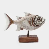 Сувенир "Рыба" дерево 25х7х18 см, цв. белый