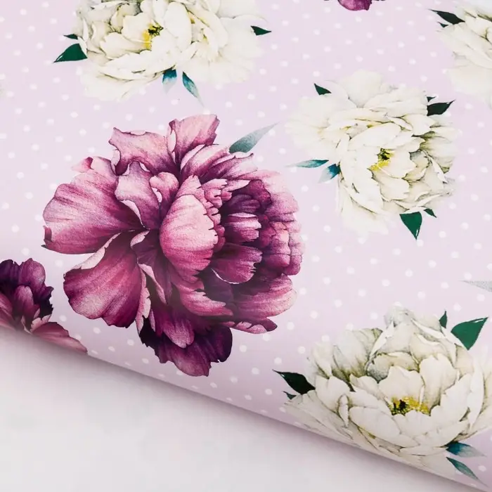 Бумага упаковочная глянцевая «Пионы», 50 х 70 см