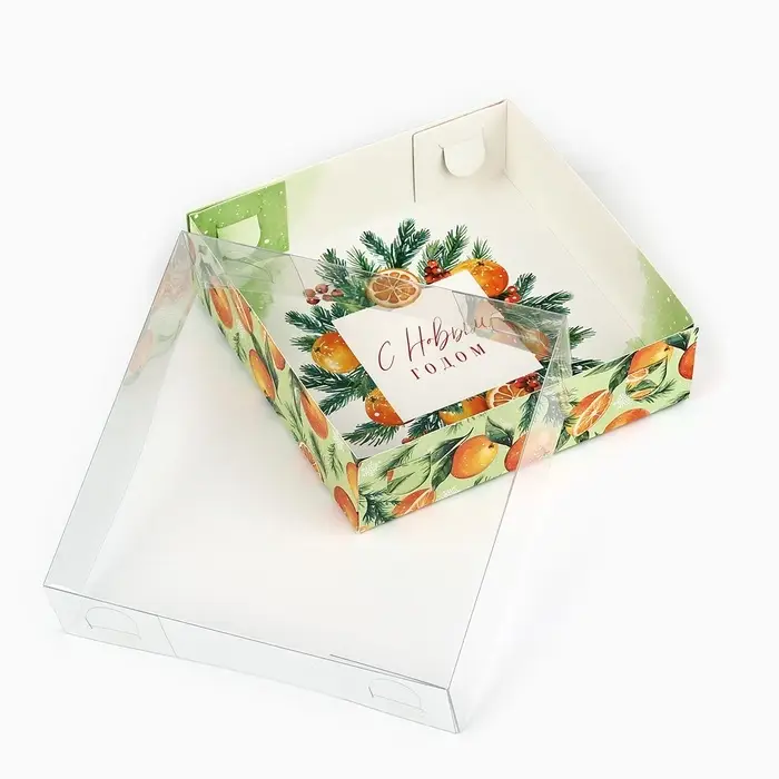 Коробка для макарун «С Новым годом», 12×12×3.5 см