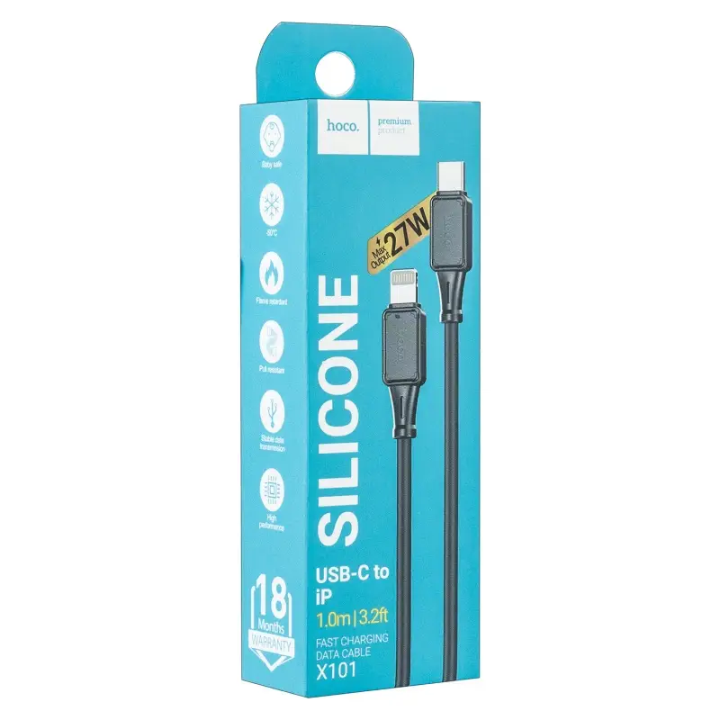 Кабель Type-C на Lightning 1M 27W X101 HOCO черный