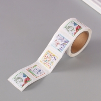 Наклейка бумага "Марки. Школа" 3х3 см 200 шт в рулоне